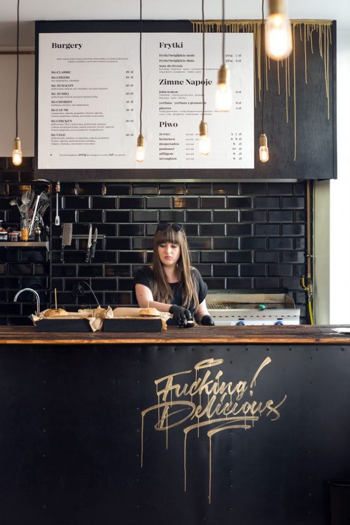 gold and grey restaurant interior design