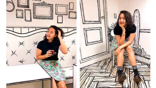 Korean 2D cartoon cafe interior design